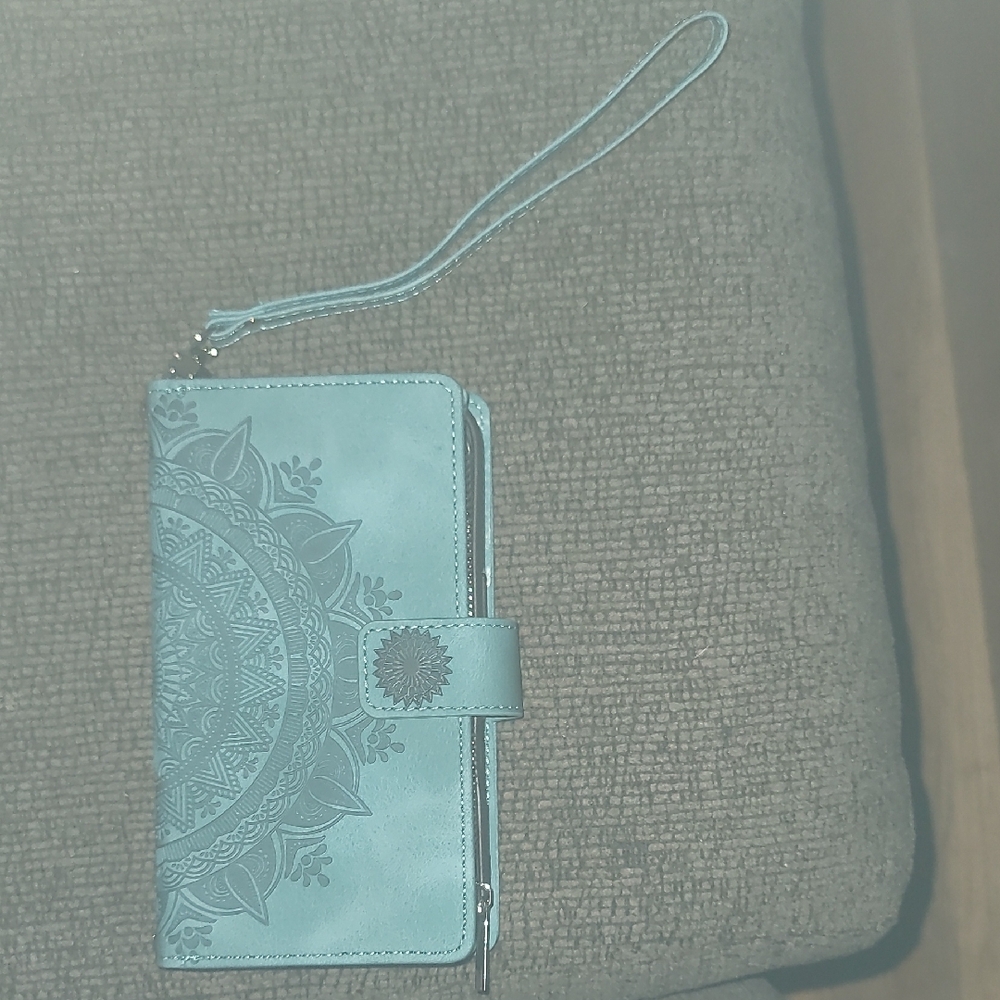 Teal Mandala Phone Wallet Case - Picture 11 of 12